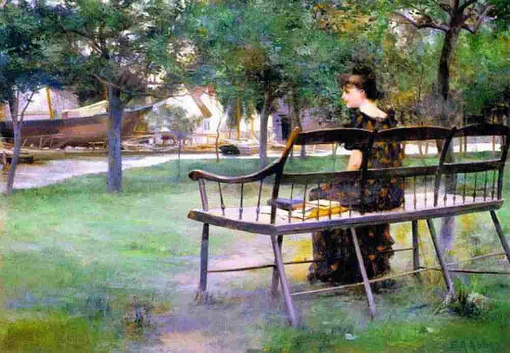 abbey Woman on a Park Bench Art A4 Photo Print