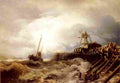 achenbach a fishing boat caught in a squall off a jetty Art A4 Photo Print
