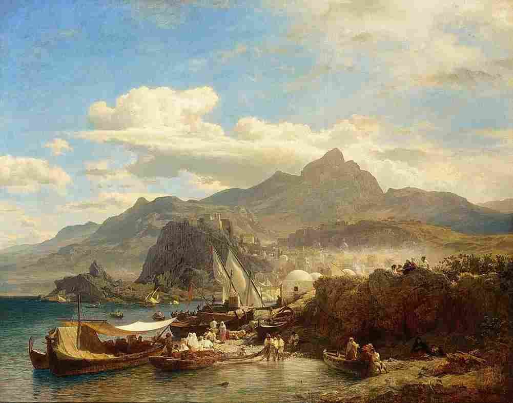 achenbach a town on the levantine coast Art A4 Photo Print