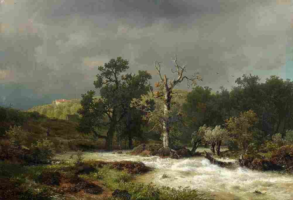 achenbach course of a river in hesse before the tempest Art A4 Photo Print