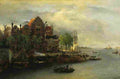 achenbach evening mood in a dutch harbour Art A4 Photo Print