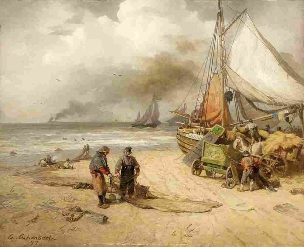 achenbach fisher at the beach Art A4 Photo Print