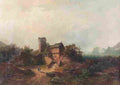 achenbach landscape with ruins and farmhouse Art A4 Photo Print