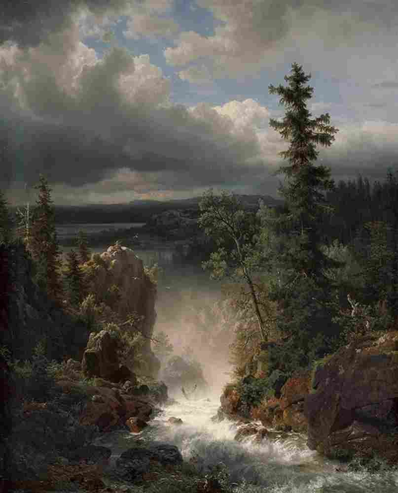 achenbach landscape with torrent Art A4 Photo Print