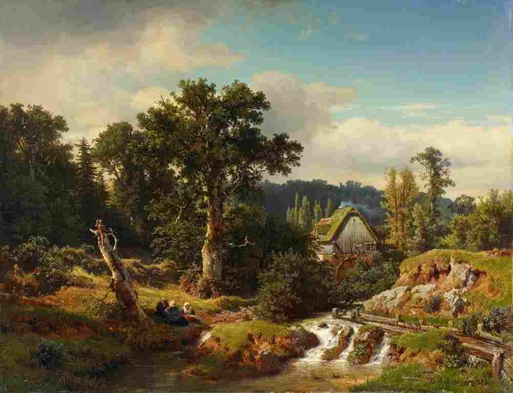 achenbach landscape with watermill Art A4 Photo Print