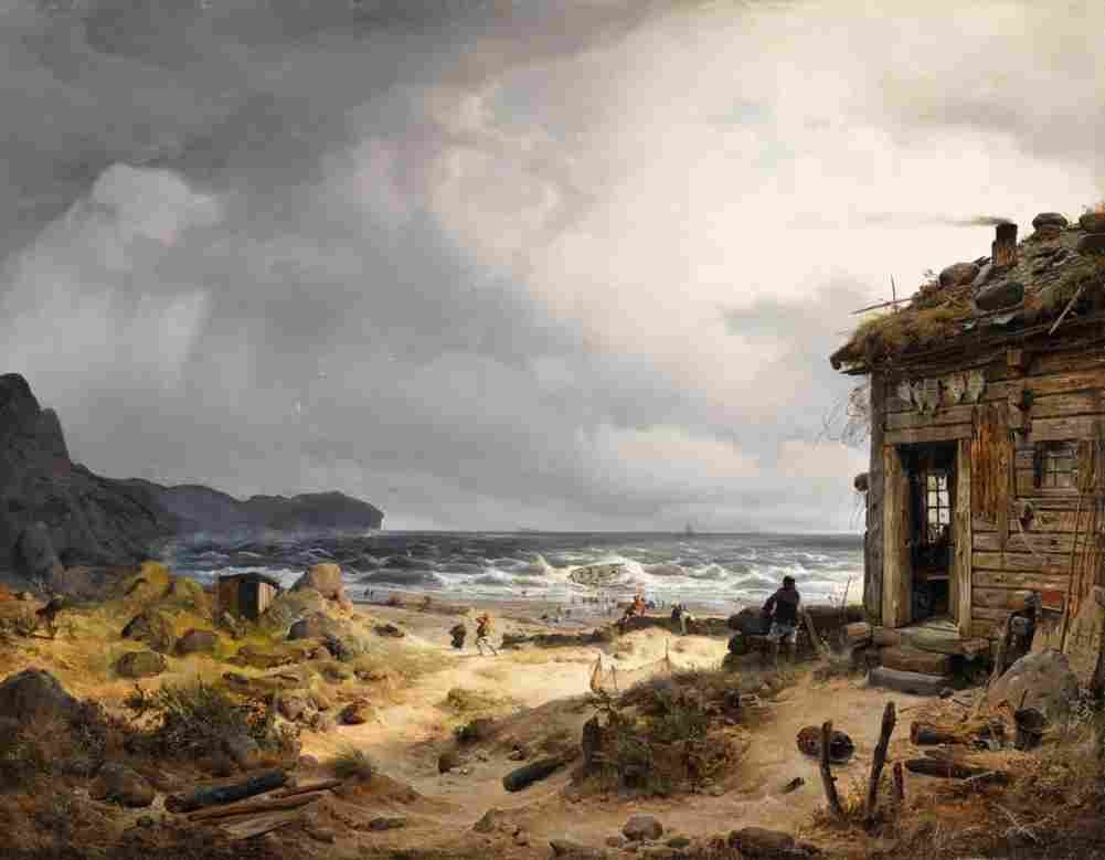 achenbach nordic coastal landscape Art A4 Photo Print