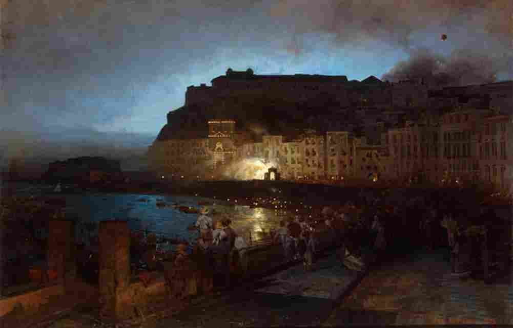 achenbach oswald fireworks in naples Art A4 Photo Print