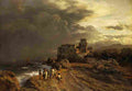 achenbach oswald retreating storm on the italian coast Art A4 Photo Print