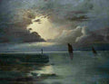 achenbach sunset at the sea with thunderstorm Art A4 Photo Print