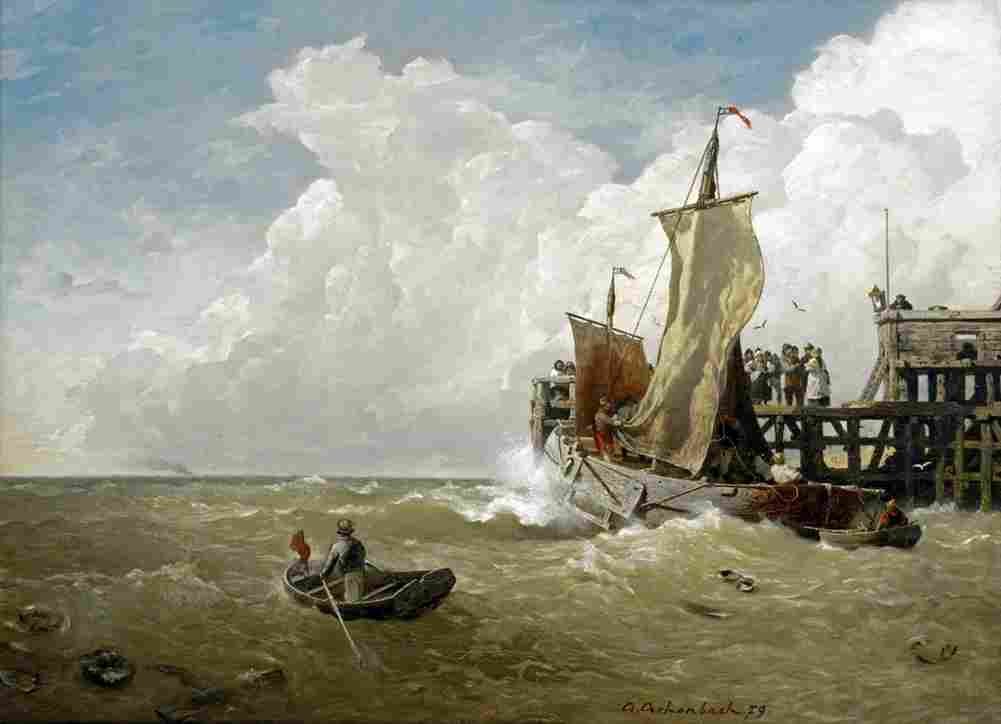 achenbach the harbour of ostend Art A4 Photo Print