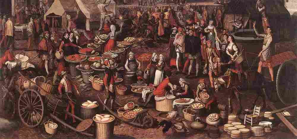 aer Market Scene Art A4 Photo Print