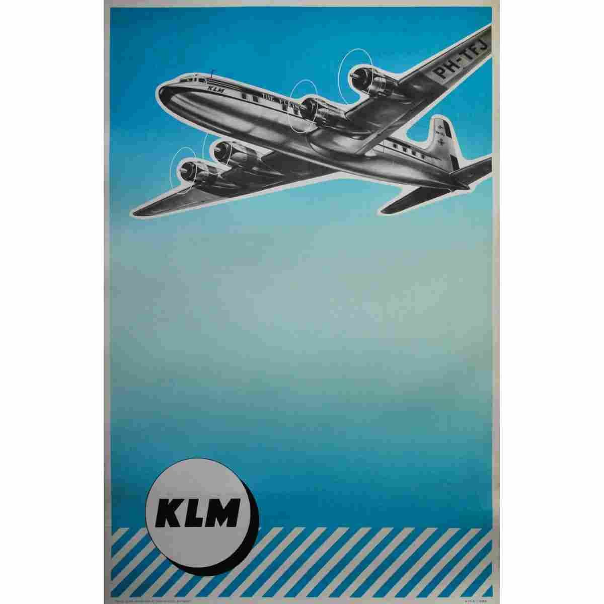affiche anonyme klm vers 1950 2 Advert A4 Photo Print