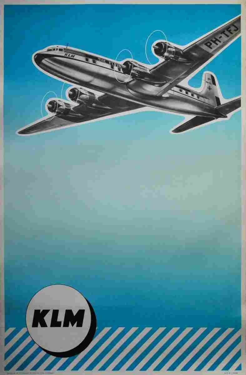affiche anonyme klm vers 1950 4 Advert A4 Photo Print