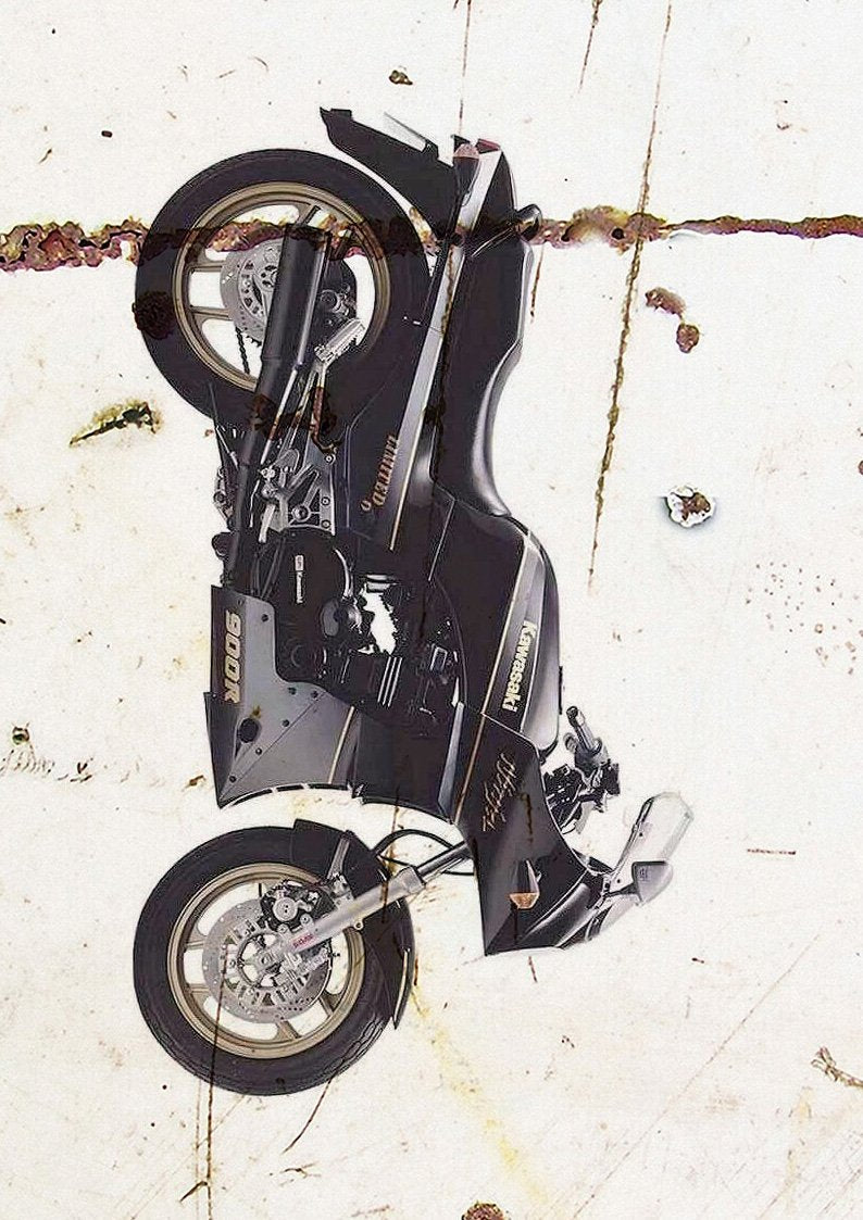 aged Kawasaki GPZ900R NinjaLimited 1989 A4 Photo Print
