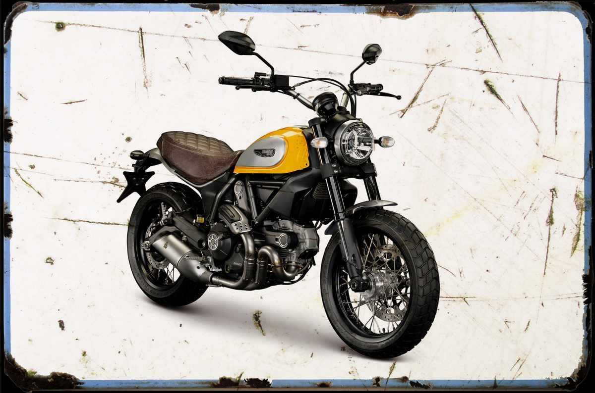 aged Scrambler Classic white A4 Photo Print