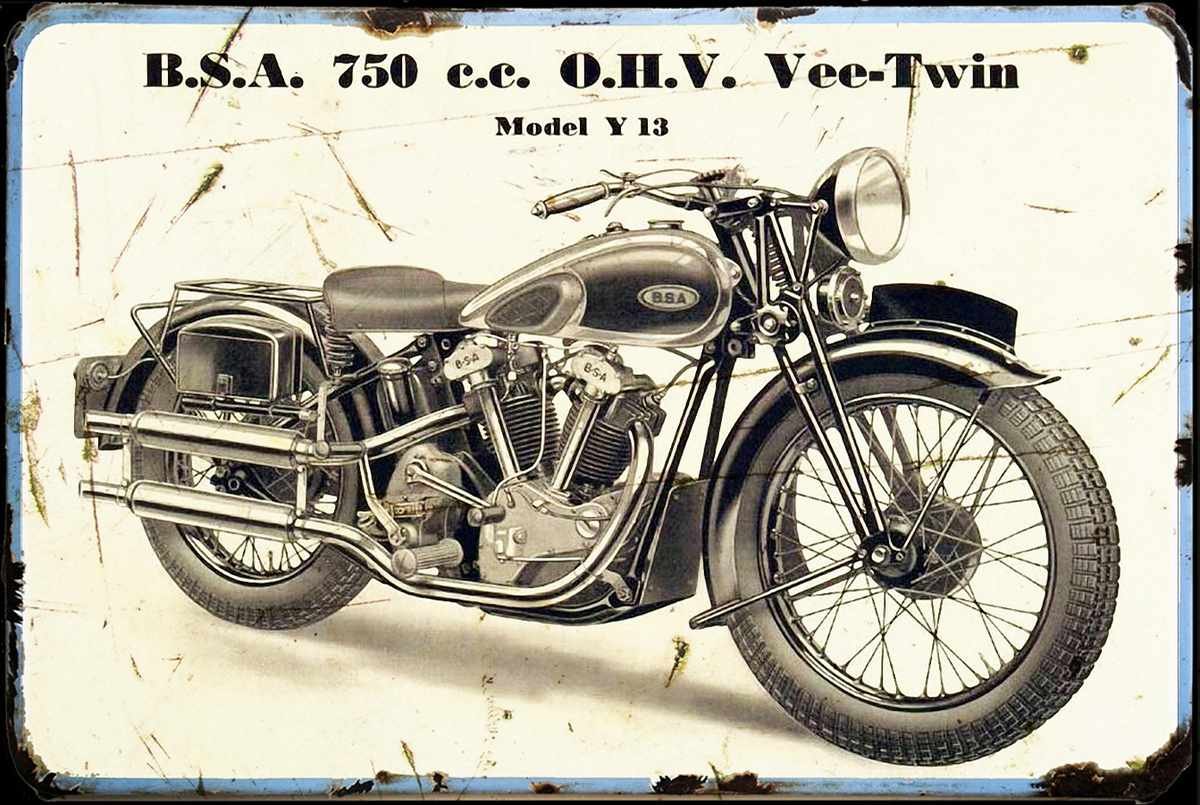 agede BSA 1937 Y13 750cc V Twin Bsa Y13 01 A4 Photo Print