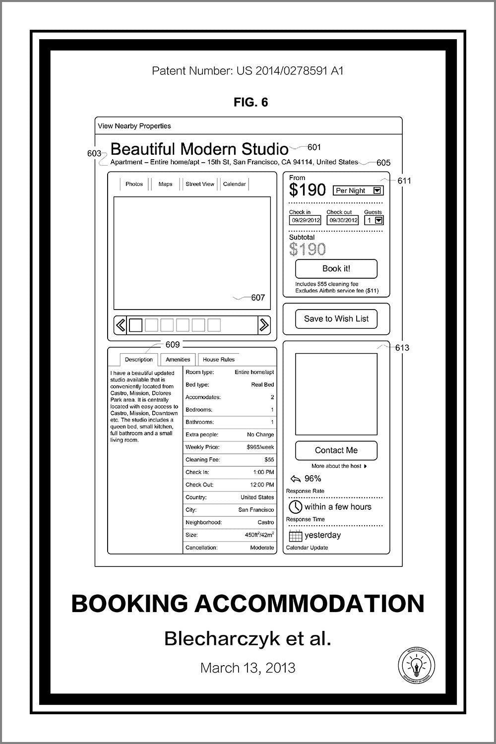 airbnb patent print white A4 Photo Print