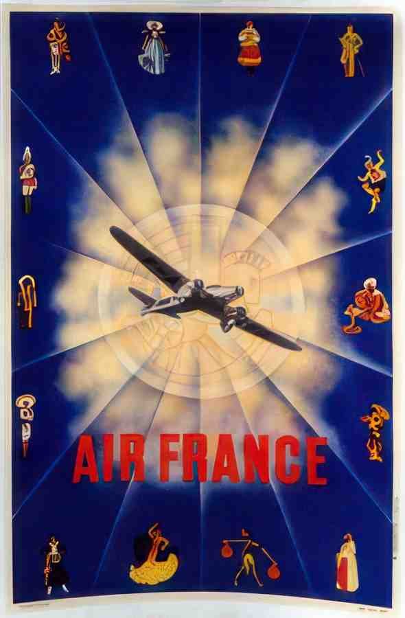 airfrancesingleplane Vintage Advert A4 Photo Print