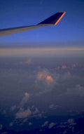 airplane clouds sunset 1980s 1990s A4 Photo Print