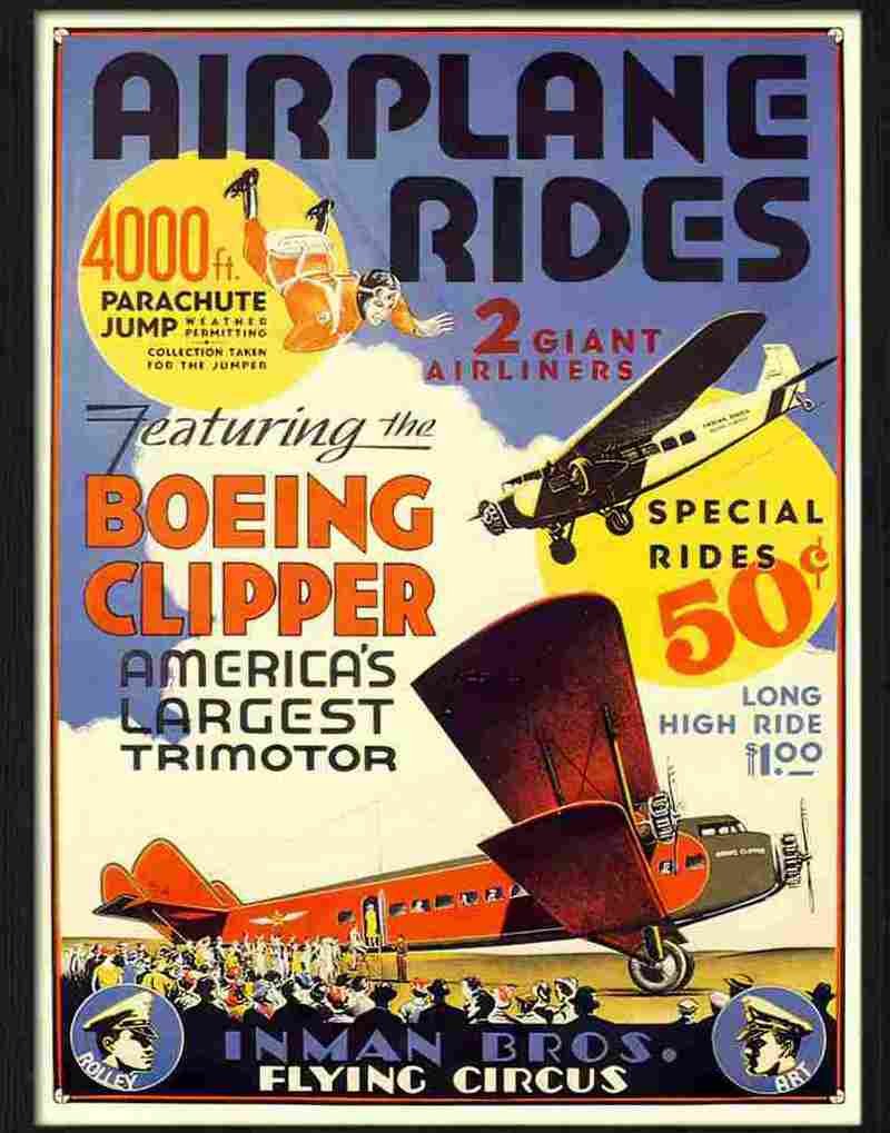 airplane rides inman flying circus air poster 1930s 2 Advert A4 Photo Print
