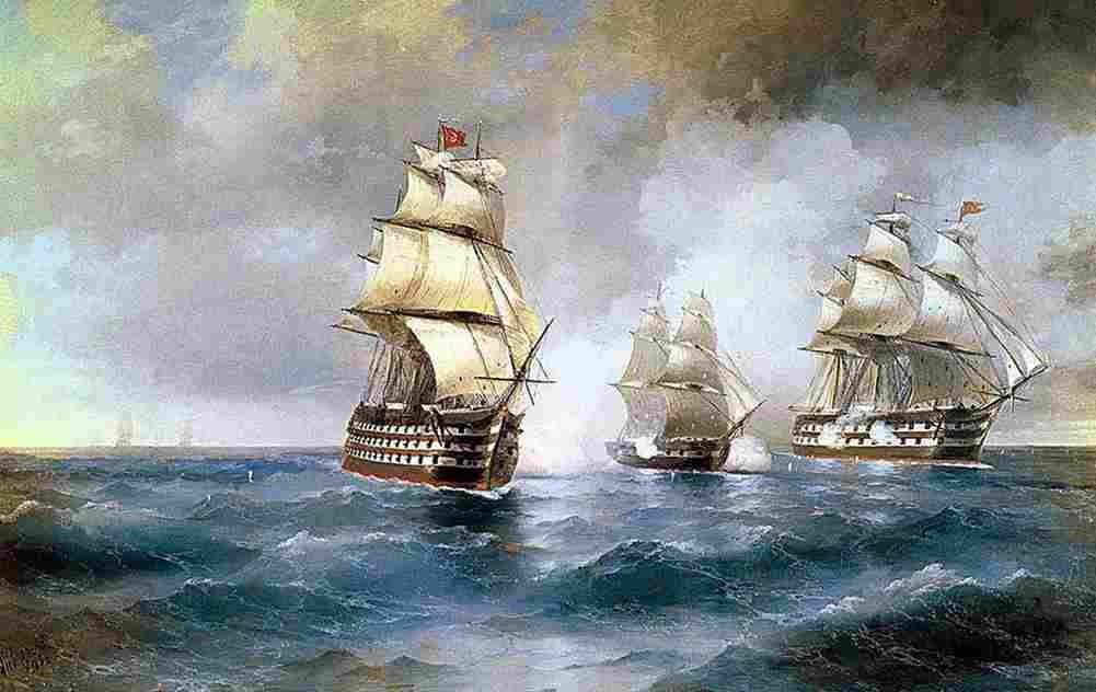aiv Brig Mercury Attacked by Two Turkish Ships Art A4 Photo Print