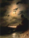 aiv Moonlit Seascape With Shipwreck Art A4 Photo Print