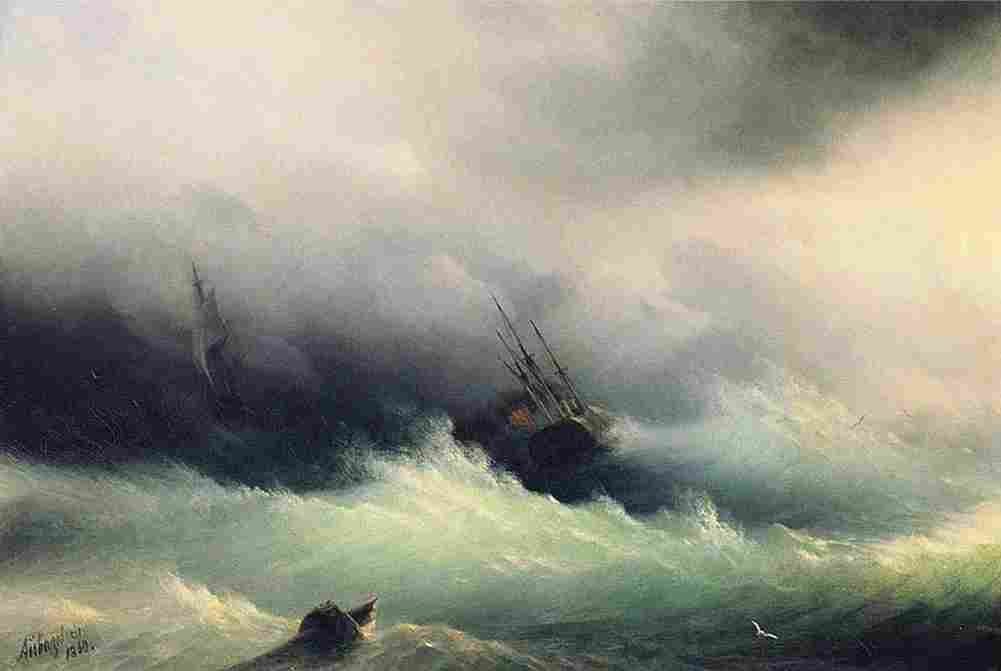 aiv Ships in a Storm Art A4 Photo Print