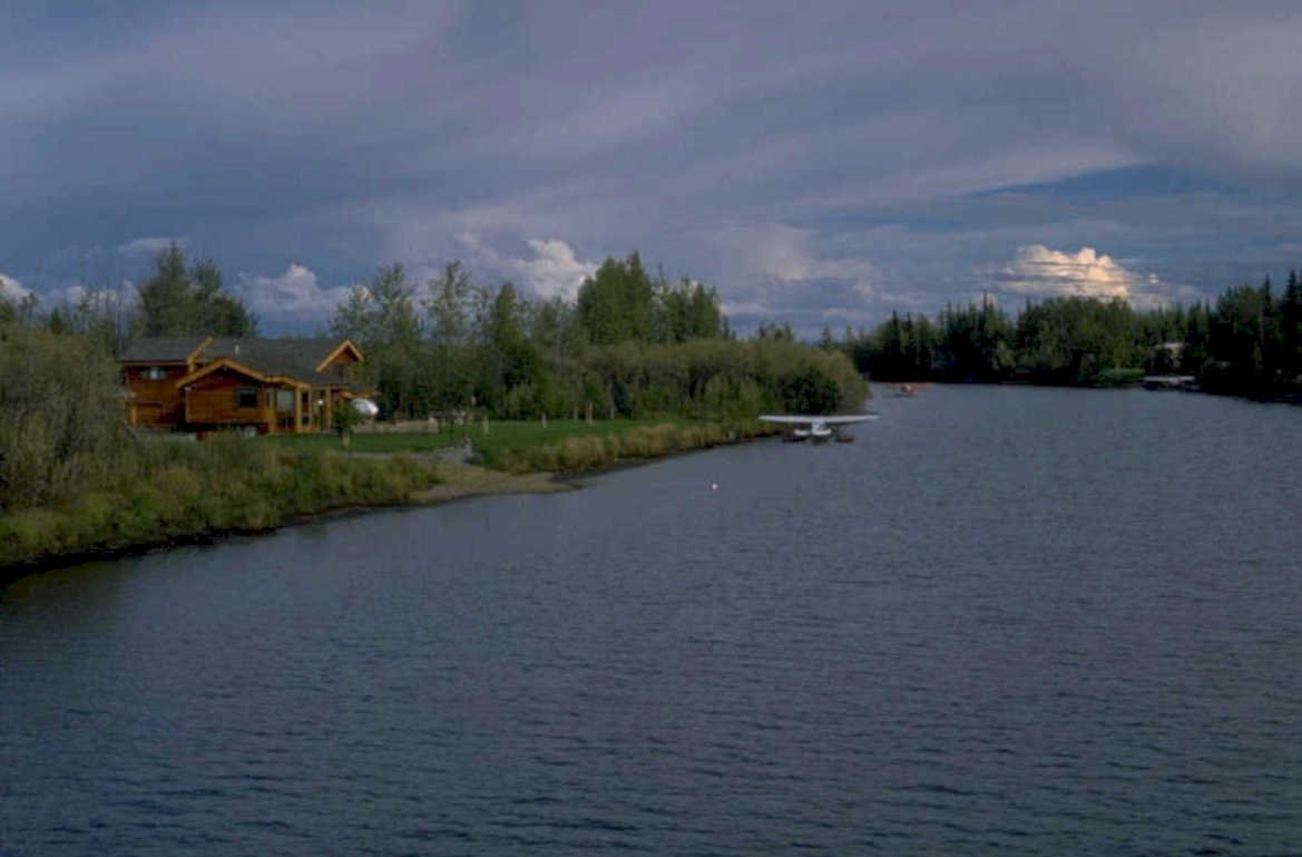 alaskan riverfront cabin 1980s 1990s A4 Photo Print