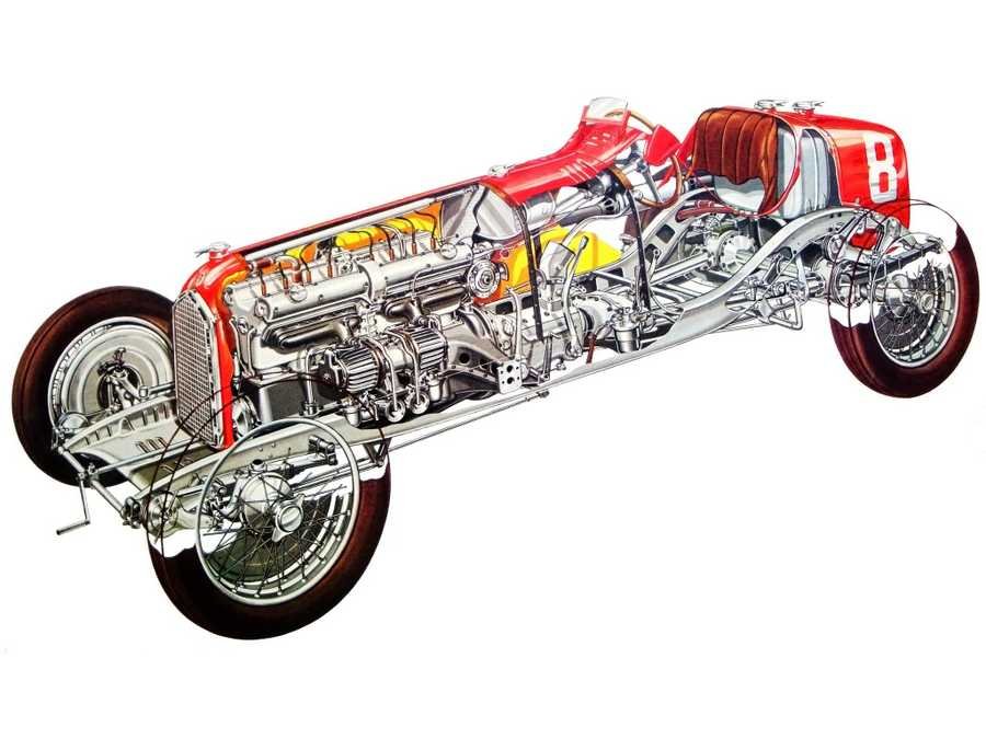 alfa romeo tipo b cutaway A4 Photo Print