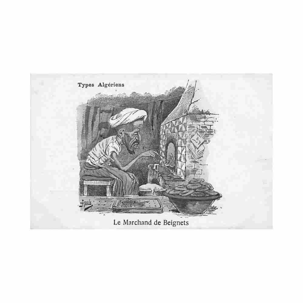 algerie illustrateur assus le marchand de beignets Vintage A4 Photo Print