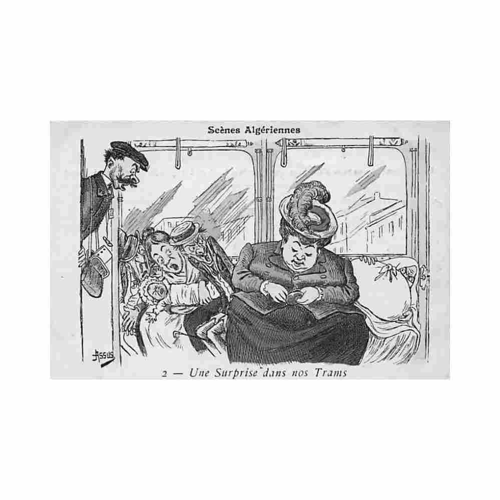 algerie illustrateur assus une surprise dans nos trams Vintage A4 Photo Print
