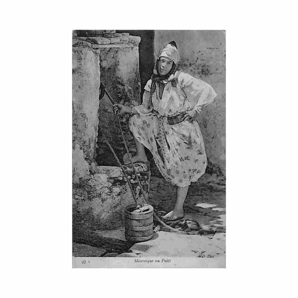 algerie mauresque au puits ed nd phot 47a Vintage A4 Photo Print