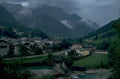 alpine village bridge 1980s 1990s A4 Photo Print