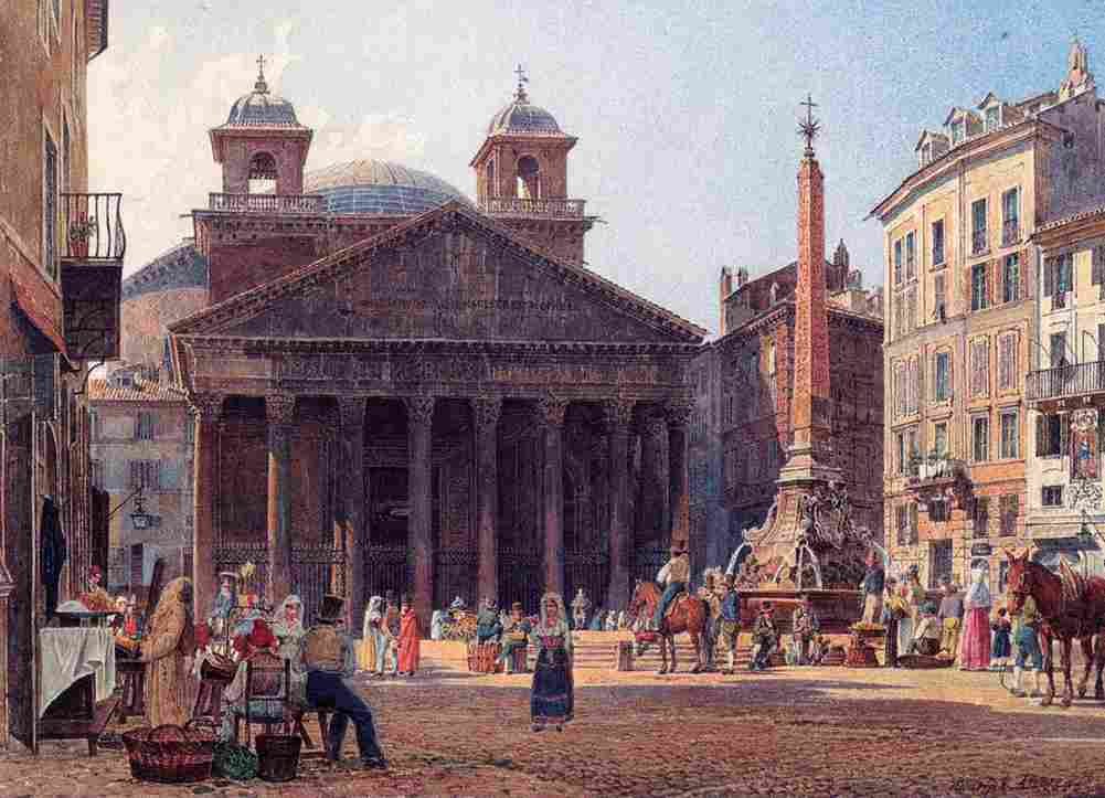 alt The Pantheon and the Piazza della Rotonda in Rome Art A4 Photo Print