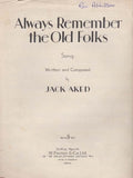 always remember the old folks jack aked 1950s sheet music 98416 A4 Photo Print