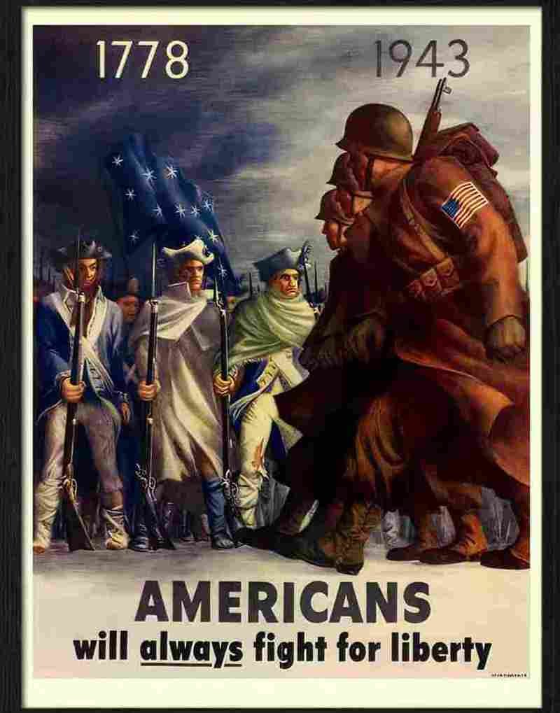 americans will always fight for liberty bernard perlin 1943 war poster Advert A4 Photo Print