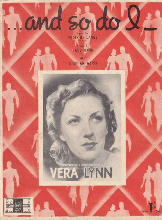 and so do i vera lynn mispressed 1950s sheet music 106871 A4 Photo Print