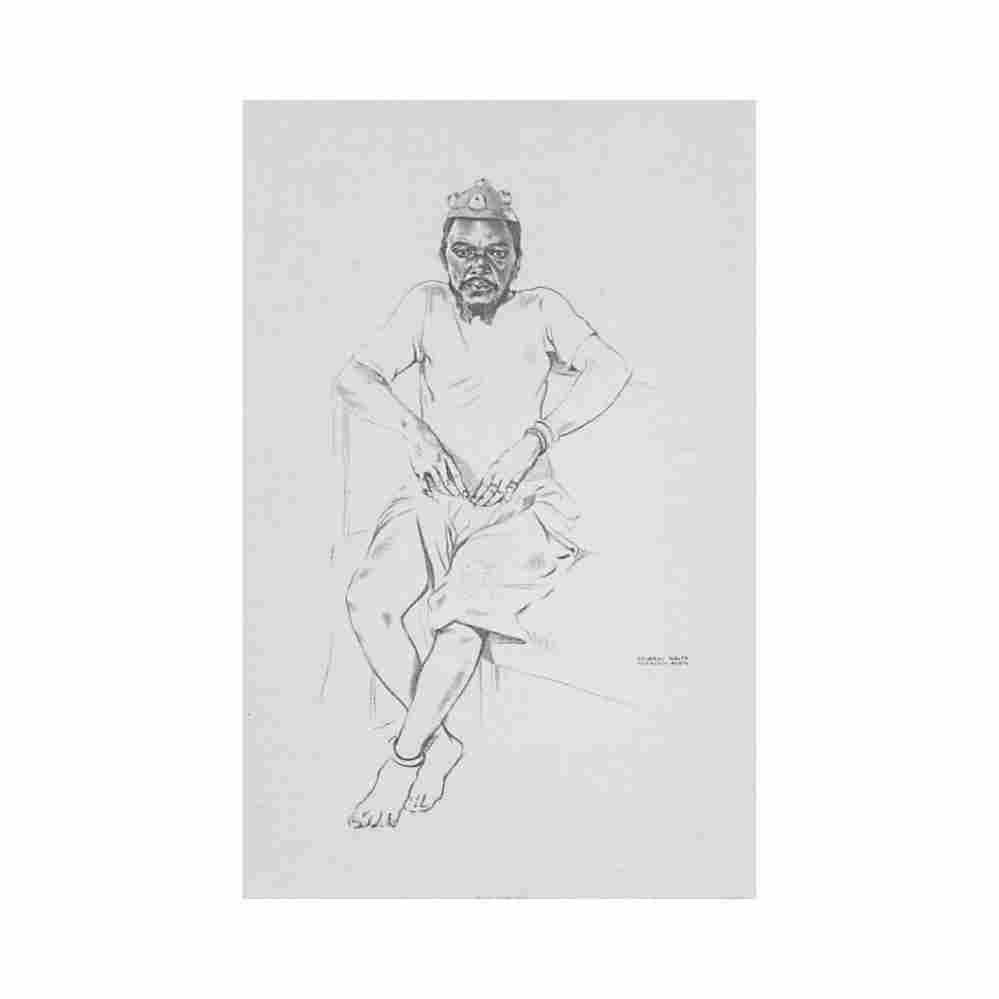 angola quipungo cancangue uenegungo native chief drawing by eduardo malta Vintage A4 Photo Print