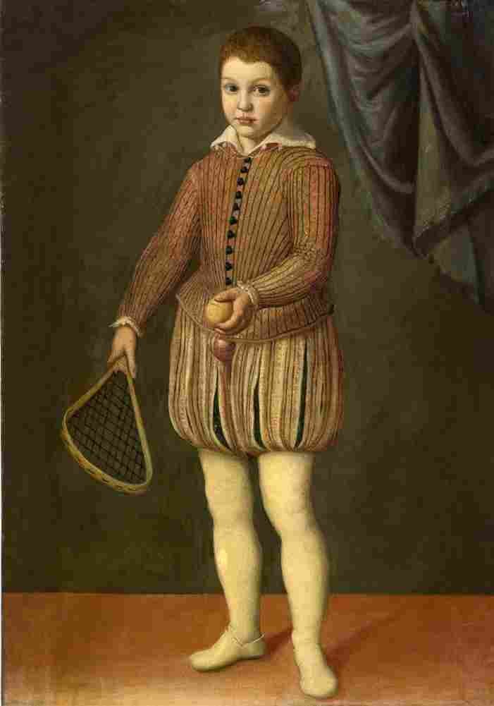 anguissola circle of portrait of a boy holding a tennis racket and ball Art A4 Photo Print