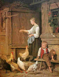ank Girl Feeding Chickens Art A4 Photo Print