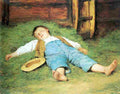 ank Sleeping Boy in the Hay Art A4 Photo Print