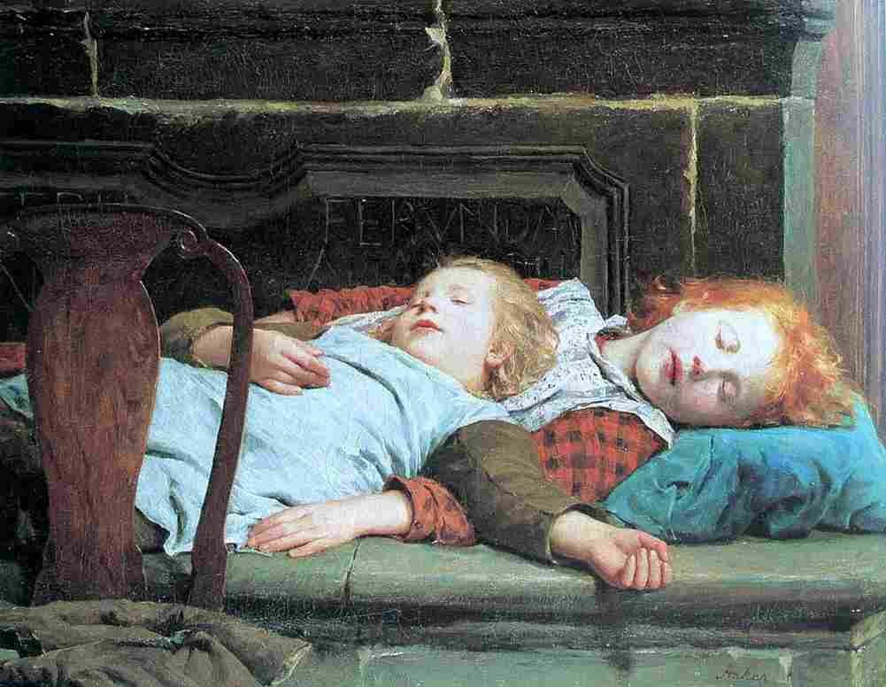 ank Two Sleeping Girls on the Bench Art A4 Photo Print