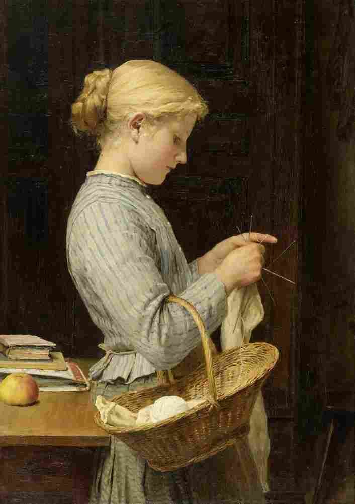 anker knitting girl Art A4 Photo Print