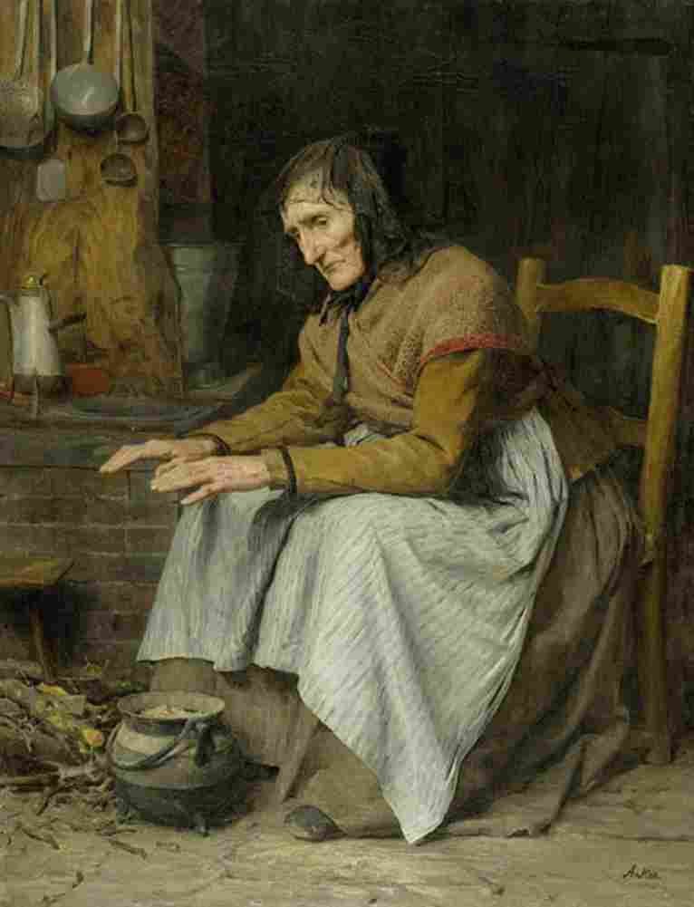 anker old wife is warming up Art A4 Photo Print