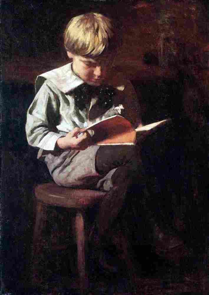 anschutz Boy Reading Ned Anshutz Art A4 Photo Print