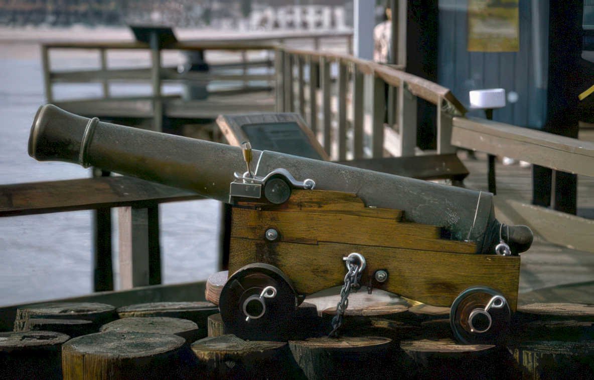 antique cannon waterfront Vintage A4 Photo Print