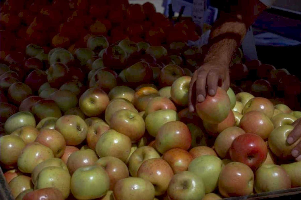 apples produce stand 1980s 1990s A4 Photo Print