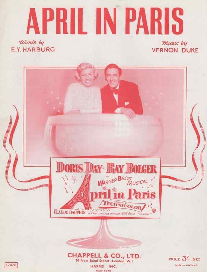 april in paris doris day vintage sheet music 149655 A4 Photo Print