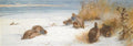 archibald thorburn a covey of grey partridges in a winter landscape A4 Photo Print