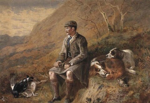 archibald thorburn a ghillie with the setters dot and doll A4 Photo Print